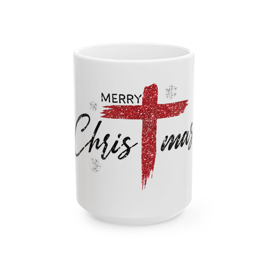 Merry Christmas Ceramic Mug, (15oz) Christmas Gift